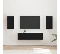 Owoxanthellate Set basso per TV, nero, 30 x 31 x 60 cm e 60 x 31 x 29,5 cm, moderno pensile Duo, in materiale robusto, con LED e USB, per soggiorno, camera da letto, angolo di intrattenimento