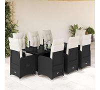 Owoxanthellate Set bistrò da giardino in rattan sintetico, 190 x 80 x 75 cm, con funzione sdraio, poggiapiedi e piano in vetro, design moderno per balcone, terrazza e giardino