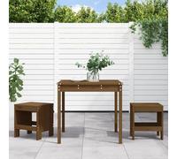 Owoxanthellate Set bistro di pino marrone miele 82,5 x 82,5 x 76 cm tavolo FSC + 2 sgabelli pieghevoli balcone giardino