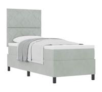 Owoxanthellate Set completo letto a molle, 80 x 200 cm, grigio chiaro | Include topper e materasso a molle insacchettate, testiera regolabile in 2 posizioni e struttura in legno di pino per camera
