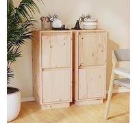 Owoxanthellate Set credenza in legno di pino massiccio, 2 x 31,5 x 34 x 75 cm, con due ante, design moderno, robusto e durevole, per soggiorno, camera da letto e corridoio