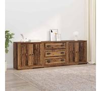 Owoxanthellate Set credenza nero rovere 3 x 70 x 35,5 x 67,5 cm con porta in PVC trasparente, design moderno e minimalista, robusto materiale in legno per soggiorno, corridoio, camera da letto