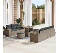 Owoxanthellate Set da 10 pezzi grigio 276 x 179 x 85 cm, divano da giardino modulare in polyrattan, con gambe in legno di acacia, resistente alle intemperie, per terrazza, balcone e giardino d'inverno