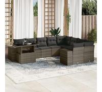 Owoxanthellate Set da 10 pezzi per esterni, 100 x 55 cm, tavolo regolabile in altezza, 9 cuscini per schienale e 11, in rattan sintetico, salvaspazio, per balcone, terrazza, giardino d'inverno