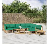 Owoxanthellate Set da 12 pezzi da giardino in bambù con cuscino imbottito verde moderno divano esterno 55 x 65 cm resistente alle intemperie e salvaspazio per balcone, terrazza e giardino