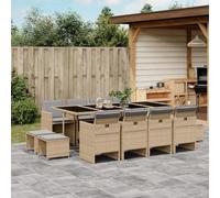 Owoxanthellate Set da 13 pezzi da giardino in rattan PE in misto 220 x 106 x 73 cm, sedie pieghevoli resistenti alle intemperie, mobili in rattan per balcone, terrazza, giardino e giardino d'inverno