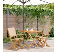 Owoxanthellate Set da 3 pezzi in legno di acacia beige, 70 x 70 x 75 cm, pieghevole, robusto e moderno, per balconi, terrazze, giardini e piccoli spazi esterni