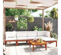 Owoxanthellate Set da 6 pezzi di corda di acacia, da giardino, color crema, 63 x 63 x 30 cm, resistente alle intemperie, divano ad angolo, con tavolo per terrazza, balcone e giardino d'inverno