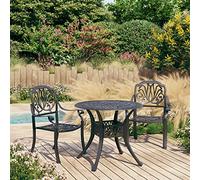Owoxanthellate Set da bistrò in alluminio pressofuso nero, 90 cm, 2 sedie, resistente alle intemperie, design moderno, robusto e durevole, per balcone, giardino, terrazzo