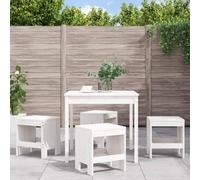 Owoxanthellate Set da giardino da 5 pezzi, in legno massiccio di pino bianco, 82,5 cm, quadrato, robusto set da giardino con 4 sgabelli, design moderno per balcone, terrazza e piccoli gruppi di seduta