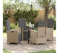 Owoxanthellate Set da giardino da 5 pezzi, in rattan sintetico, rettangolare, 80 x 80 x 73 cm, resistente alle intemperie, per balcone, terrazza, sala da giardino in ambiente urbano