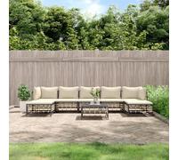 Owoxanthellate Set da giardino da 8 pezzi, antracite, 72 x 72 x 66 cm, in polyrattan e acciaio, con cuscino, salvaspazio, per balcone, terrazza e giardino d'inverno