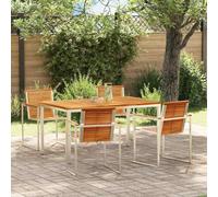 Owoxanthellate Set da giardino in legno di teak massiccio, 5 pezzi, 90 x 90 cm, design moderno, robusto e resistente alle intemperie, per balcone, terrazza e piccoli giardini