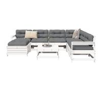 Owoxanthellate Set da giardino in legno massello di pino bianco, 8 pezzi, 62/66 x 62 x 70,5 cm, design a doghe robuste e modulari per balcone, terrazza e giardino