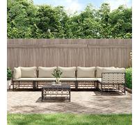 Owoxanthellate Set da giardino in polyrattan, 7 pezzi, 72 x 72 x 66 cm, design moderno, robusto e durevole, con cuscino beige, per terrazza, balcone, giardino d'inverno