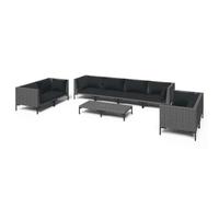 Owoxanthellate Set da giardino in polyrattan, 9 pezzi, grigio scuro | Design modulare con cuscini spessi e dimensioni flessibili per ore piacevoli sulla terrazza, sul balcone o in giardino.