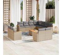 Owoxanthellate Set da giardino in rattan da 12 pezzi, 62 x 62 x 69 cm, resistente alle intemperie, con tavolino in legno di acacia, per terrazze, balconi