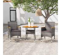 Owoxanthellate Set da giardino in rattan da 80 cm, 2 sedie, cuscino grigio, resistente alle intemperie