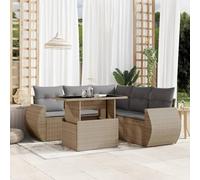 Owoxanthellate Set da giardino in rattan sintetico, 6 pezzi, 62 x 62 x 69 cm, con tavolo in vetro regolabile in altezza, per balcone, terrazza, giardino