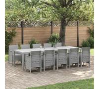 Owoxanthellate Set da pranzo da giardino, 11 pezzi, grigio chiaro, rattan, alluminio, design moderno, resistente ai raggi UV, materiale per uso esterno, giardino, terrazza, balcone