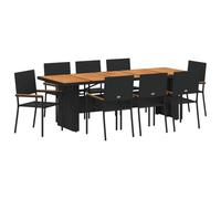 Owoxanthellate Set da pranzo da giardino, 11 pezzi, in polyrattan, colore nero | Moderno set di mobili da esterni per giardino e terrazza con grande tavolo da pranzo, dieci poltrone e morbidi cuscini.