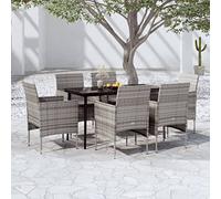 Owoxanthellate Set da pranzo da giardino, 140 x 70 cm, in rattan PE resistente alle intemperie e acciaio verniciato a polvere, colore grigio, nero, design moderno, robusto e durevole, per balcone