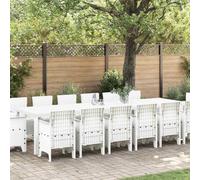 Owoxanthellate Set da pranzo da giardino, 15 pezzi, colore bianco, in rattan sintetico, 14 posti, 123,2 kg, con cuscino rimovibile, per giardino, terrazza, balcone e sedute all'aperto