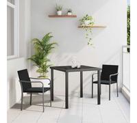 Owoxanthellate Set da pranzo da giardino, 3 pezzi, in rattan sintetico, 80 cm, 56 x 59 x 84 cm, design moderno, robusto e durevole, per balcone, terrazza e giardino