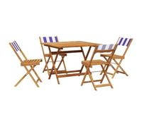 Owoxanthellate Set da pranzo da giardino, 5 pezzi, in legno di acacia | Set da balcone compatto con tavolo da giardino pieghevole in legno e quattro comode sedie in tessuto per giornate di sole