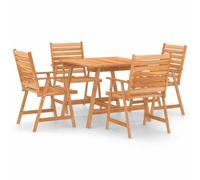 Owoxanthellate Set da pranzo da giardino, 5 pezzi, in legno di acacia | Set di mobili da terrazza resistenti alle intemperie in legno oliato con tavolo quadrato in legno e sedie con braccioli dalla