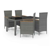 Owoxanthellate Set da pranzo da giardino, 5 pezzi, in polyrattan, tavolo da | Moderno tavolo da giardino con piano in vetro e quattro poltrone per ore accoglienti sulla terrazza o in giardino.