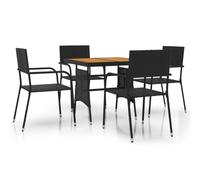 Owoxanthellate Set da pranzo da giardino, 5 pezzi, in rattan, con tavolo in | Seduta ergonomica in robusto acciaio e legno massiccio di acacia per ore accoglienti sulla terrazza e sul balcone.