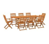 Owoxanthellate Set da pranzo da giardino, 9 pezzi, 220 x 90 cm, in legno | Set da terrazza pieghevole in vero legno oliato con foro per ombrellone da 5 cm per rilassarsi all'aperto.