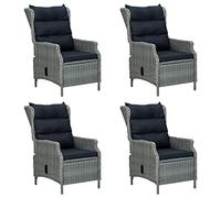 Owoxanthellate Set da pranzo da giardino con sedie regolabili, 5 pezzi | Elegante set di mobili per terrazza e balcone con tavolo in legno di acacia, poltrone regolabili in modo continuo e cuscini