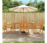 Owoxanthellate Set da pranzo da giardino in acacacia, 5 pezzi, 150 x 90 cm, trattato con olio massiccio, resistente alle intemperie, design moderno, per terrazze, balconi, lounge e ambienti esterni