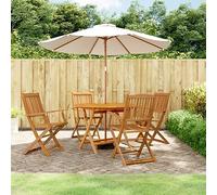 Owoxanthellate Set da pranzo da giardino in acacia massiccio, 110 cm, pieghevole, per piccoli balconi o terrazzi, 5 pezzi, resistente alle intemperie, stile retrò, per giardino, balcone e giardino