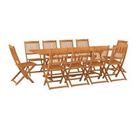 Owoxanthellate Set da pranzo da giardino in legno di acacia, 11 pezzi, 220 | Set di 11 tavolini pieghevoli in legno massiccio di acacia oliato, per pasti comuni sulla terrazza.