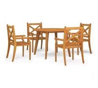 Owoxanthellate Set da pranzo da giardino in legno massello di acacia con 4 | Design rustico a doghe in legno duro oliato per pasti accoglienti sulla terrazza, sul balcone o in giardino.