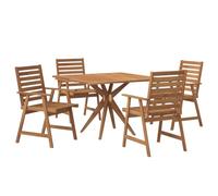 Owoxanthellate Set da pranzo da giardino in legno massello di acacia con | Robusto set di sedie con design a doghe per una ventilazione ideale sulla terrazza, sul balcone o in giardino. Include 4