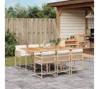 Owoxanthellate Set da pranzo da giardino, in polyrattan, 165 x 106 x 73 cm, con funzione scorrevole, in legno di acacia, resistente alle intemperie, salvaspazio, per terrazze, balconi