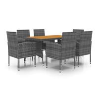 Owoxanthellate Set da pranzo da giardino, in polyrattan, 7 pezzi, con | Elegante set di mobili in rattan sintetico e legno massiccio per ore di convivenza sulla terrazza, sul balcone o in giardino.