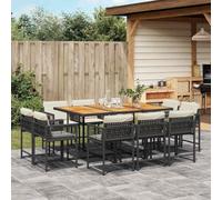 Owoxanthellate Set da pranzo da giardino in rattan sintetico, 165 x 106 x 73 cm, pieghevole, con sedili color crema, resistente alle intemperie, per balcone, terrazza e giardino
