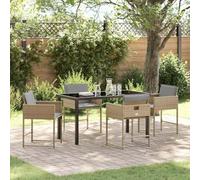 Owoxanthellate Set da pranzo da giardino in rattan sintetico, 5 pezzi, 80 x 80 cm, tavolo e 4 sedie, 50,5 x 54 x 79 cm, design moderno, robusto e durevole, per balcone, terrazza e giardino d'inverno