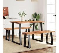 Owoxanthellate Set da pranzo in legno di acacia, 3 pezzi, con panchina, 110 x 70 cm, colore nero, struttura moderna, robusto per sala da pranzo, piccola cucina, balcone