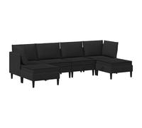 Owoxanthellate Set da soggiorno da 6 pezzi, colore nero, set di divano modulare in tessuto, 2 divani angolari e 2 divani centrali e 2 sgabelli, design moderno con struttura in compensato, con cuscini