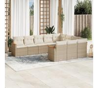 Owoxanthellate Set di 10 divani da giardino beige, 62 x 62 x 69 cm, in rattan sintetico, modulare, terrazza/balcone/veranda, protezione UV, spazio di archiviazione