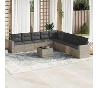 Owoxanthellate Set di 10 divani da giardino, grigio chiaro, 62 x 62 x 69 cm, in rattan sintetico, resistente ai raggi UV, con piano in vetro e spazio per terrazze, balconi, lounge, relaxi per esterni