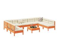 Owoxanthellate Set di 10 divani da giardino in legno di pino massiccio, 63,5 x 63,5 x 62,5 cm, design a doghe resistenti alle intemperie, modulare per terrazze, balconi e lounge