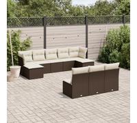 Owoxanthellate Set di 10 divani da giardino in polyrattan, 62 x 62 x 69 cm, resistente alle intemperie, con spazio di archiviazione e cuscino lavabile, design modulare per giardino, terrazza e balcone