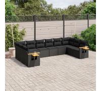 Owoxanthellate Set di 10 divani da giardino in polyrattan nero, 62 x 62 x 69 cm, resistente alle intemperie, per terrazze, balconi e giardini d'inverno